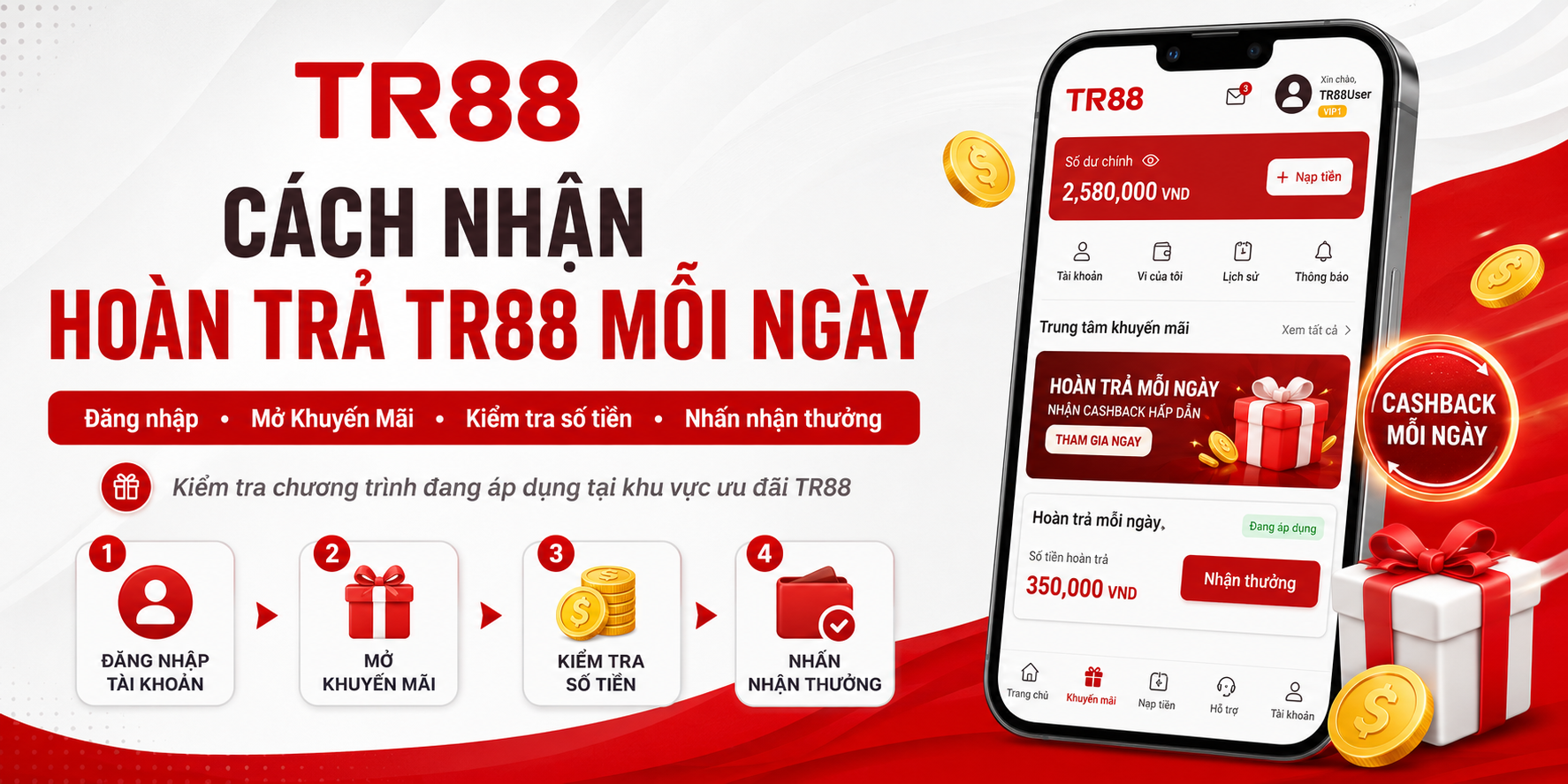 Cách nhận hoàn trả mỗi ngày