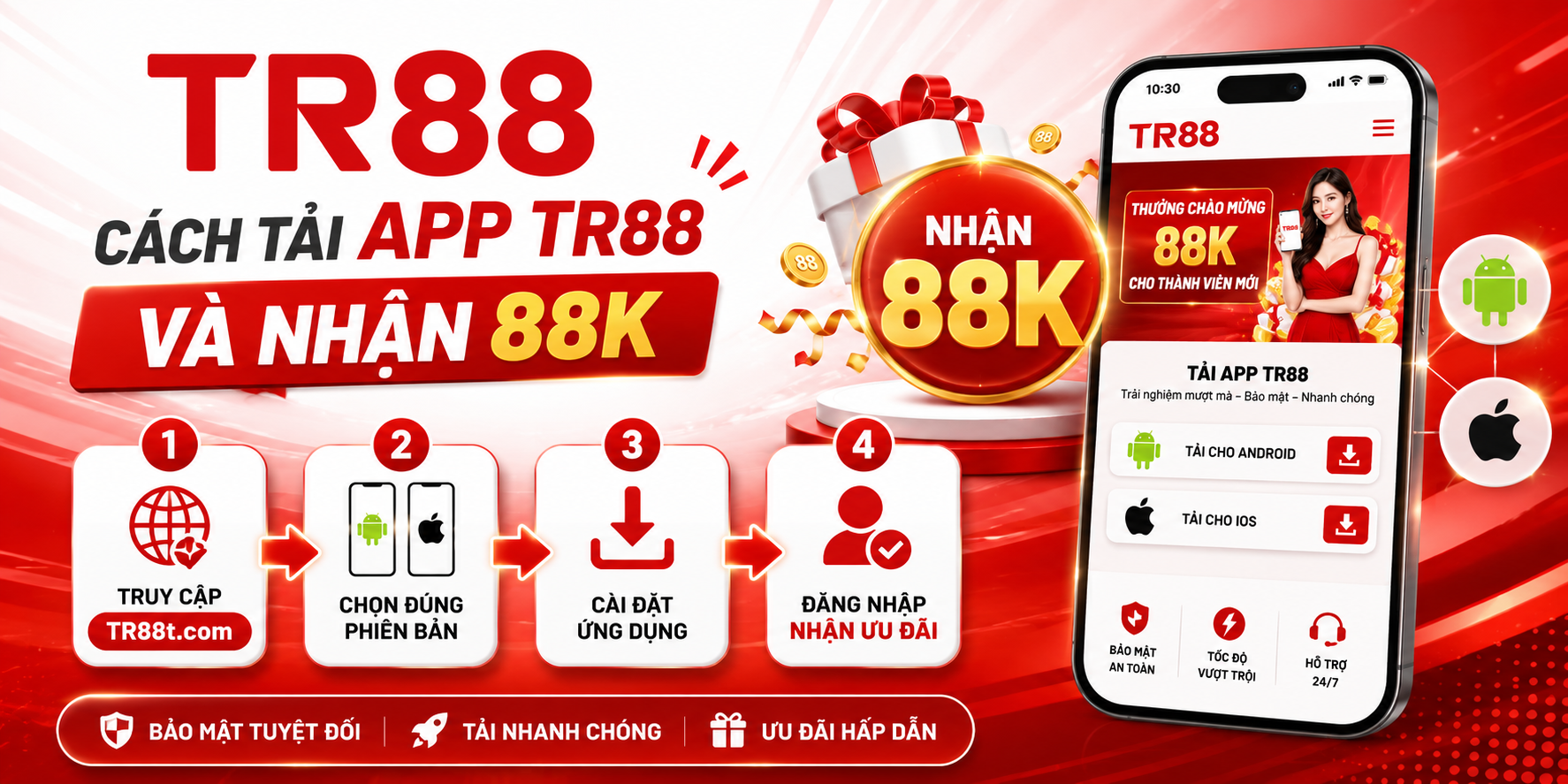 Cách tải app TR88 và nhận 88K